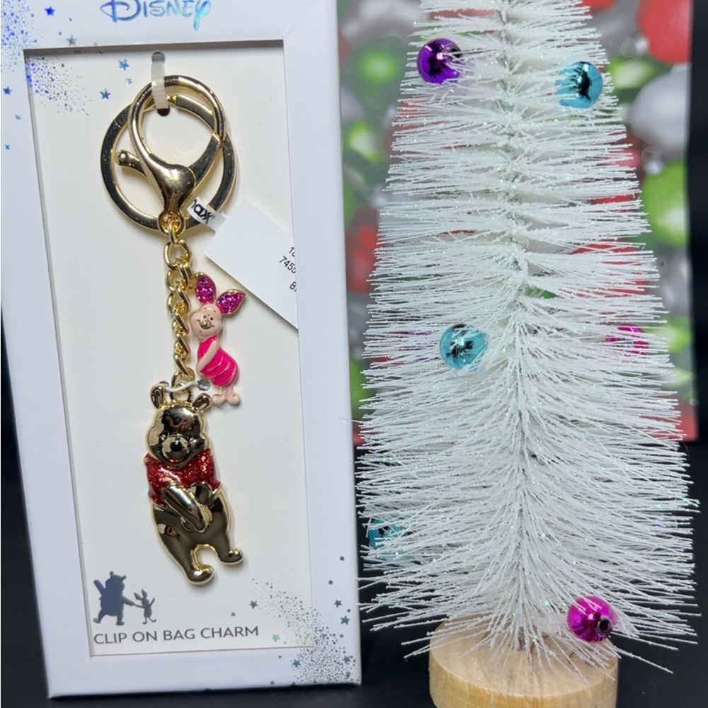 Winnie the Pooh & Piglet Gold-Tone Keychain / Bag Charm